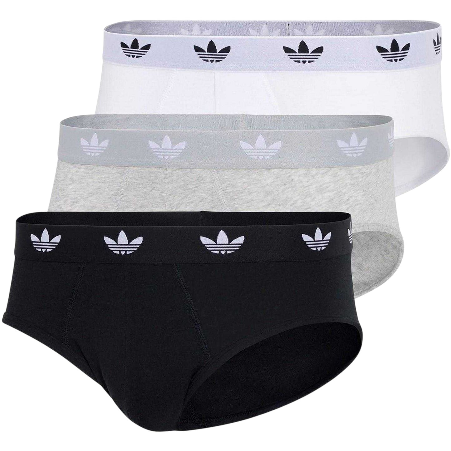 Black-White-Grey - Front - Adidas Mens Flex Comfort Briefs (Pack of 3)