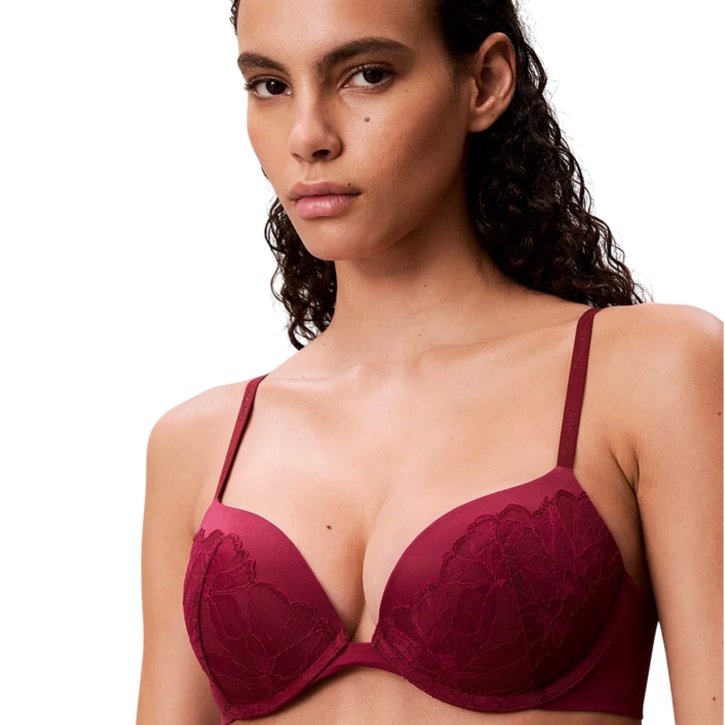 Pink - Side - Calvin Klein Womens-Ladies Floral Plunge Bra