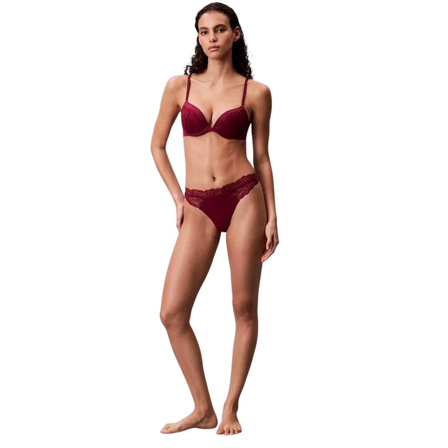 Pink - Pack Shot - Calvin Klein Womens-Ladies Floral Plunge Bra
