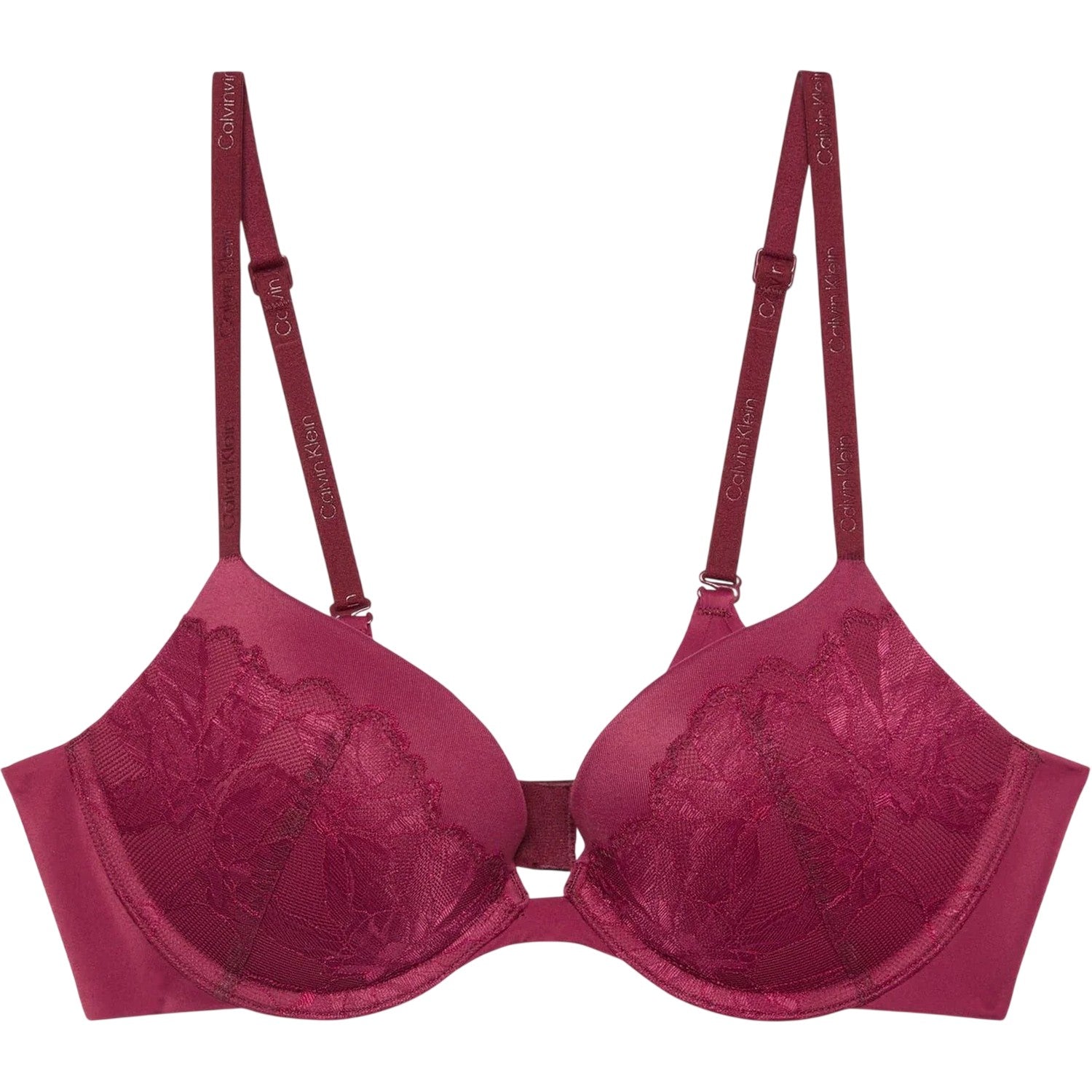 Pink - Front - Calvin Klein Womens-Ladies Floral Plunge Bra