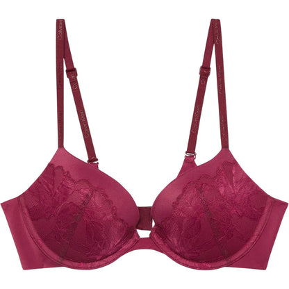 Pink - Front - Calvin Klein Womens-Ladies Floral Plunge Bra