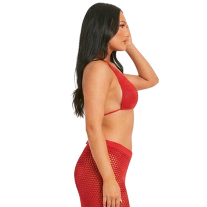 Red - Back - Missy Empire Womens-Ladies Knitted Bralette