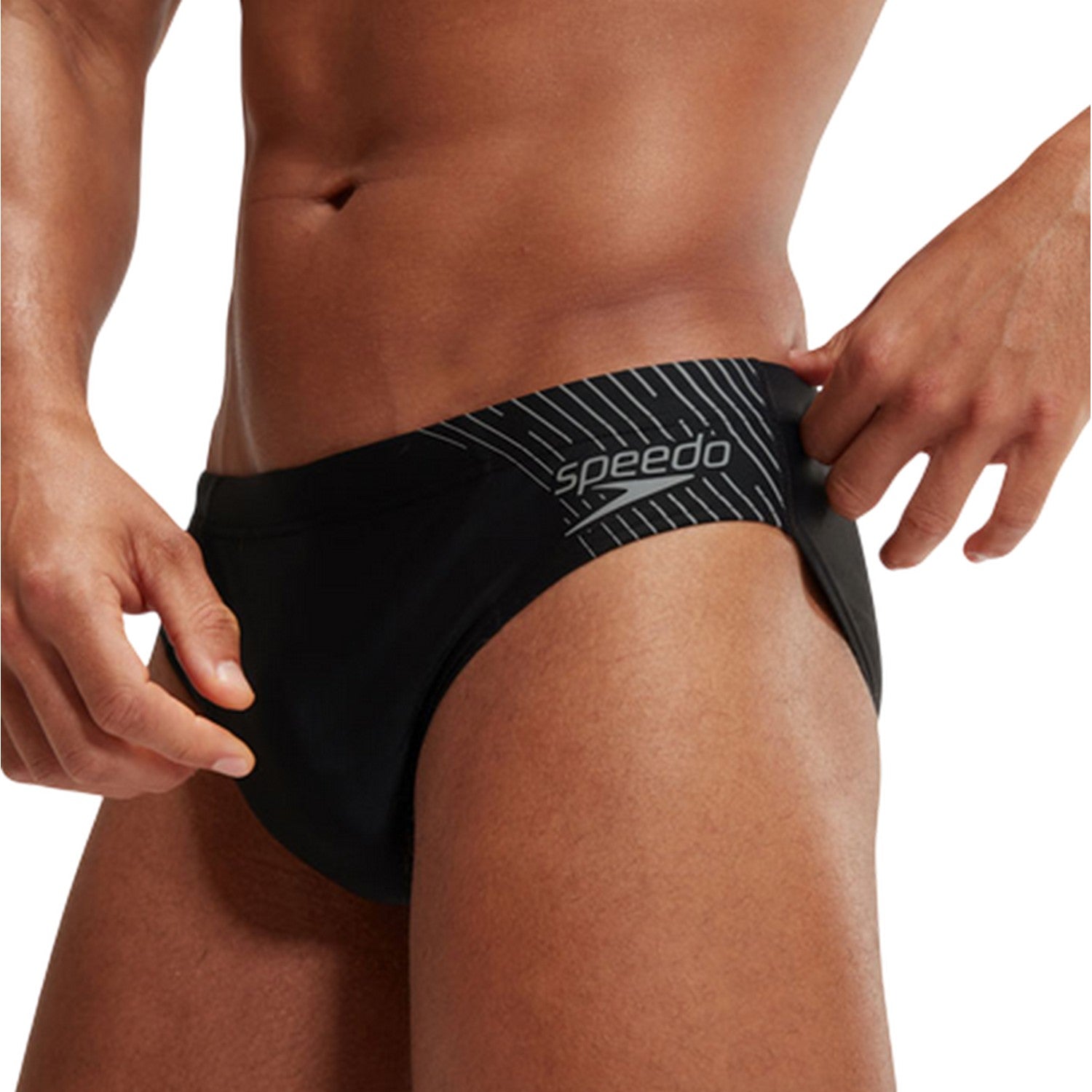 Black-Grey - Side - Speedo Mens Medley Swim Briefs