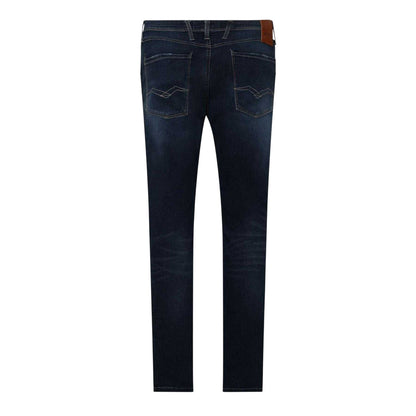Blue - Back - Replay Mens Anbass Distressed Slim Jeans