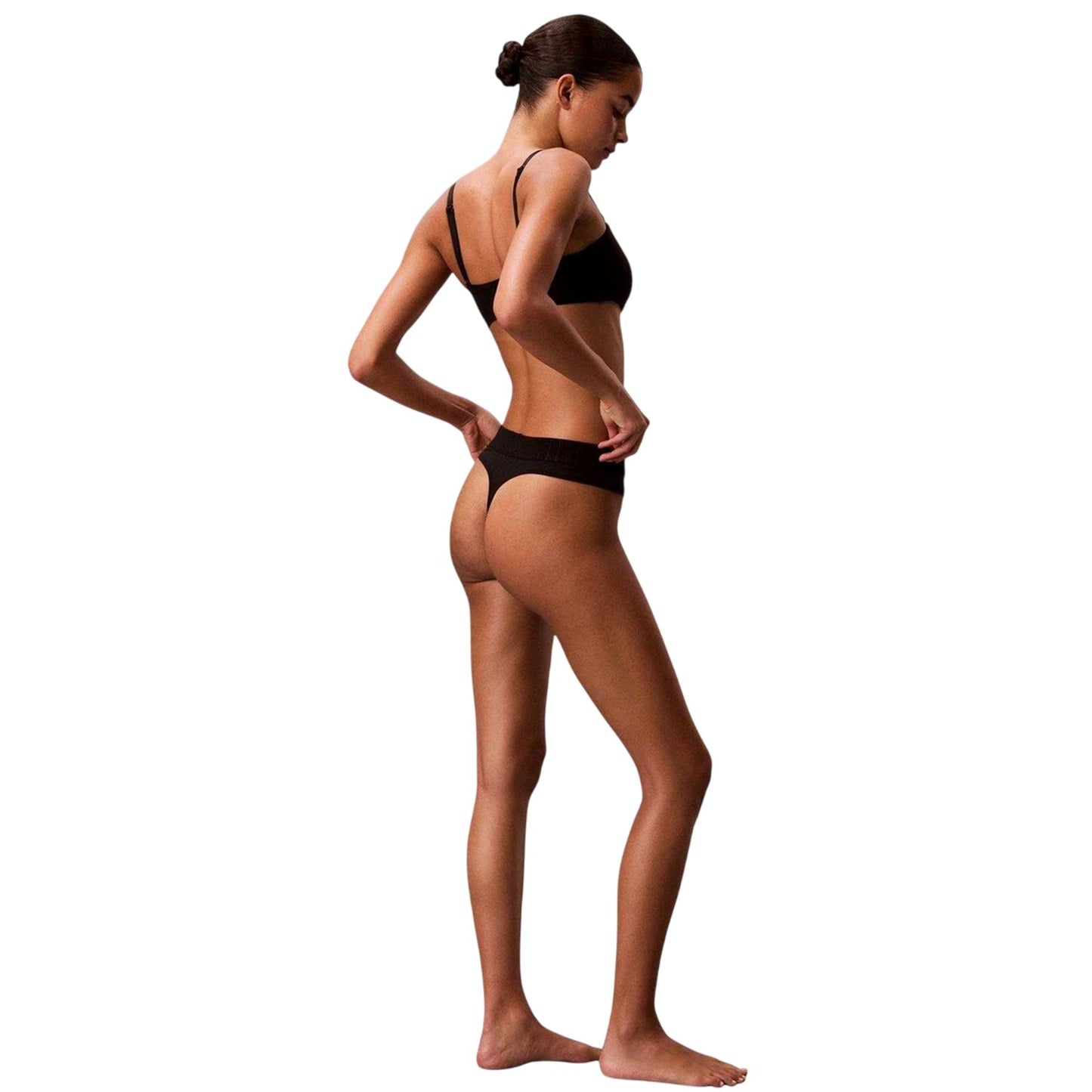 Black - Back - Calvin Klein Womens-Ladies Logo Thong