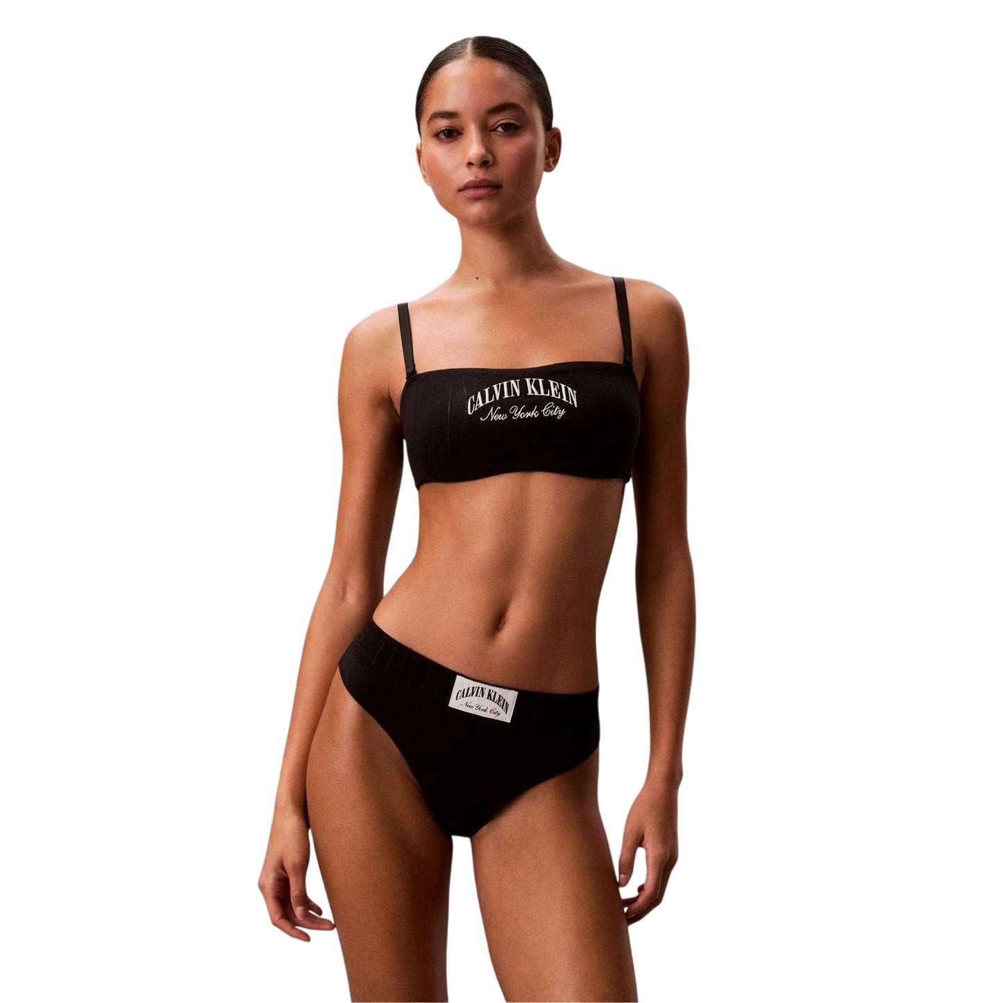 Black - Side - Calvin Klein Womens-Ladies Logo Thong