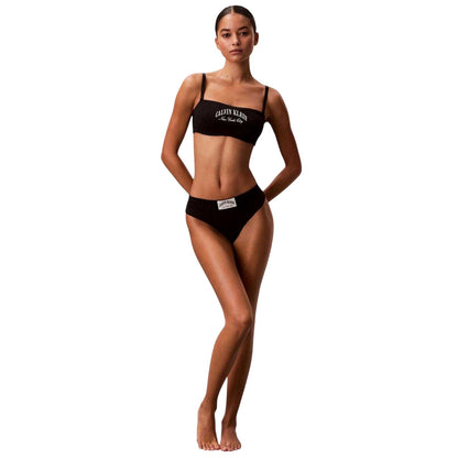 Black - Pack Shot - Calvin Klein Womens-Ladies Logo Thong