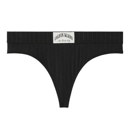 Black - Front - Calvin Klein Womens-Ladies Logo Thong