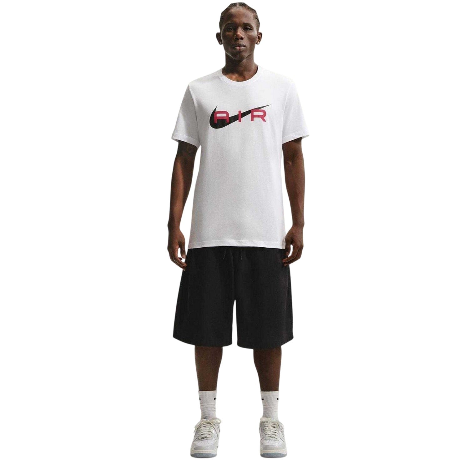 White - Pack Shot - Nike Mens Air Swoosh Cotton T-Shirt