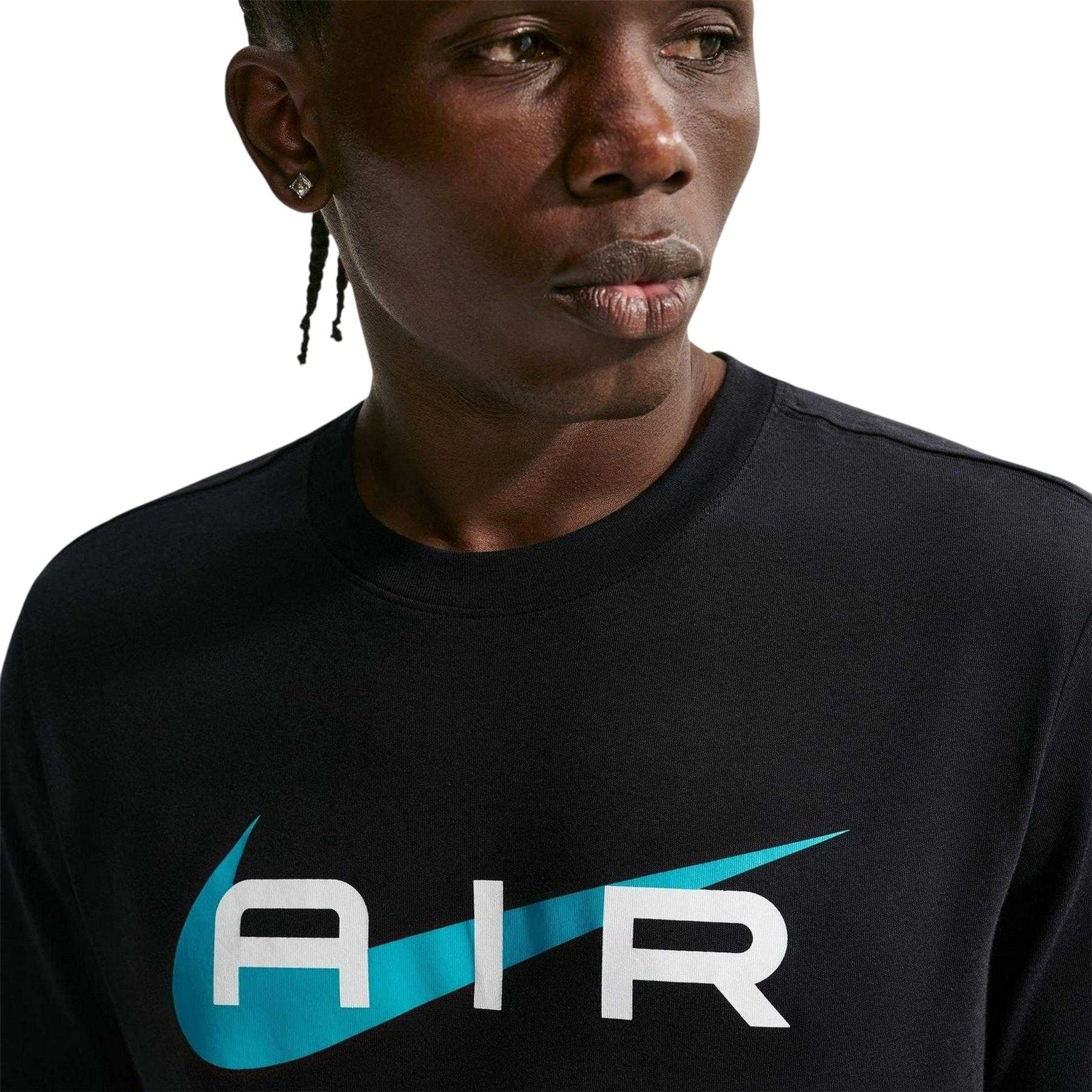 Black - Side - Nike Mens Air Swoosh Cotton T-Shirt