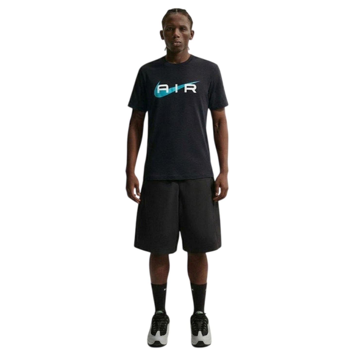 Black - Pack Shot - Nike Mens Air Swoosh Cotton T-Shirt