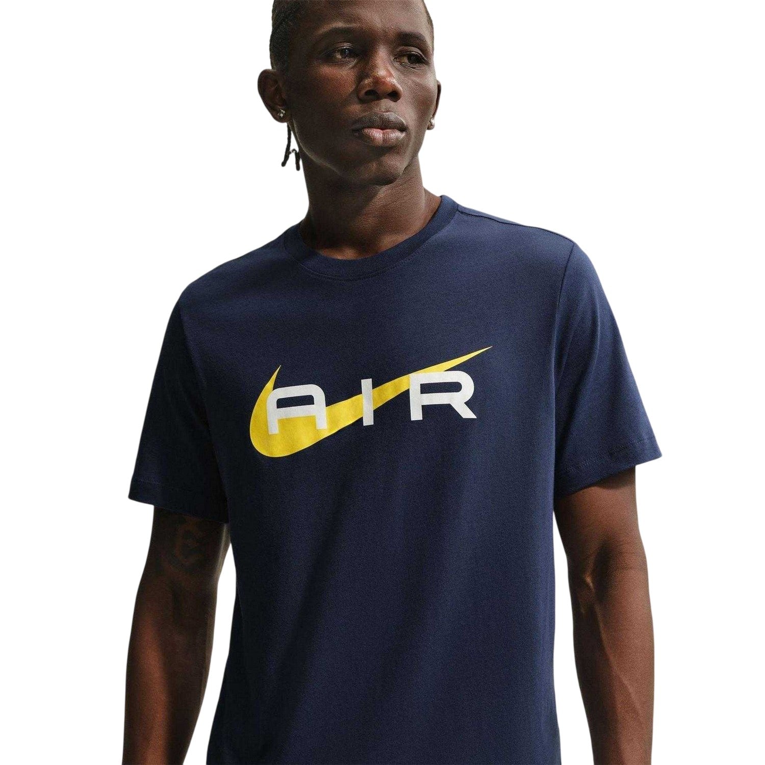 Navy - Side - Nike Mens Air Swoosh Cotton T-Shirt