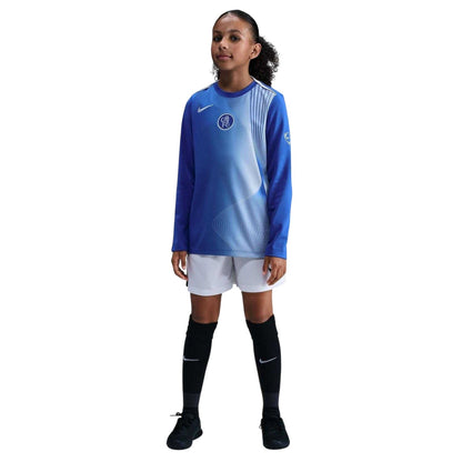 Blue-Silver - Pack Shot - Nike Childrens-Kids Chelsea FC Long-Sleeved Football Jersey
