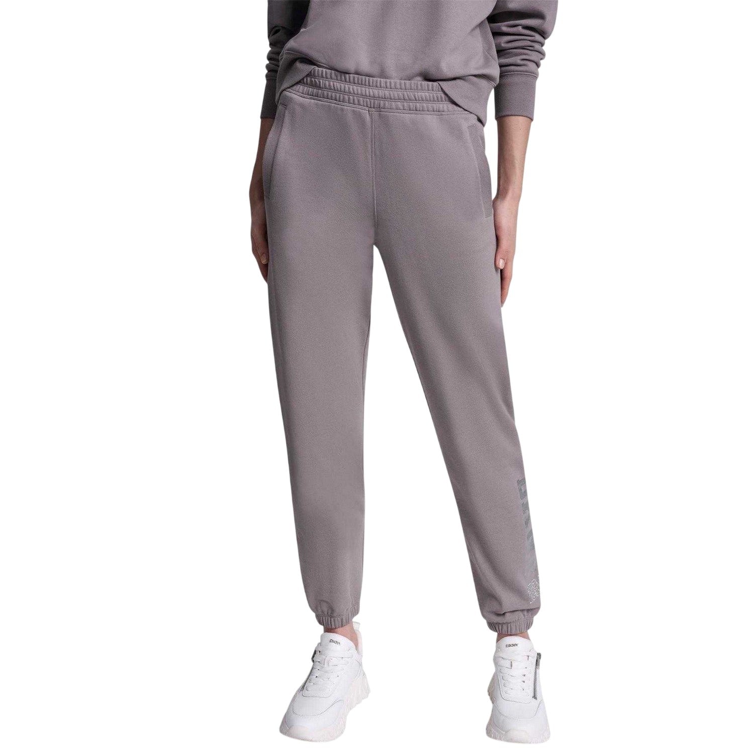 Mushroom - Side - DKNY Womens-Ladies Rhinestud Plain Joggers