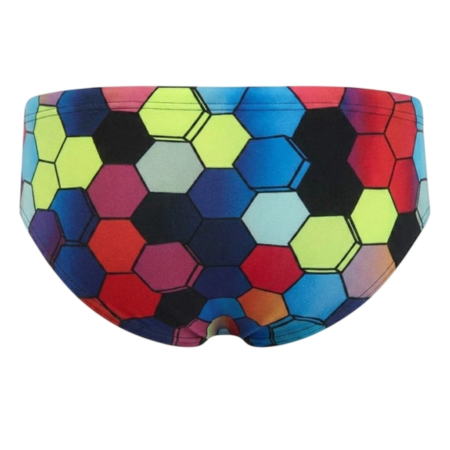 Multicoloured - Back - Speedo Mens Geometric Hexagon Full Coverage Swim Briefs
