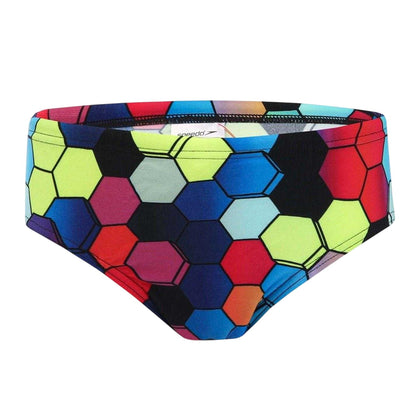Multicoloured - Front - Speedo Mens Geometric Hexagon Full Coverage Swim Briefs