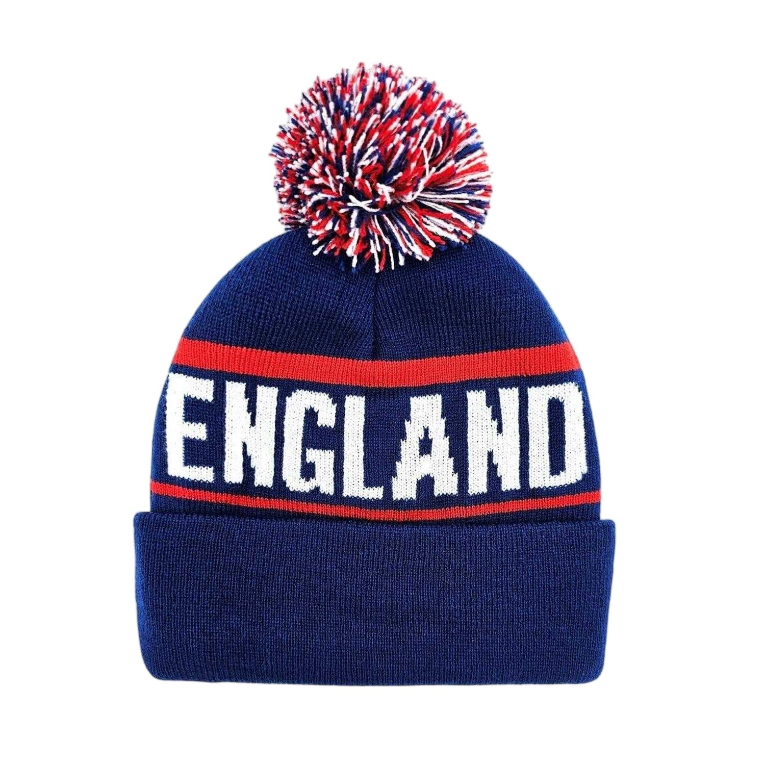 White-Red-Blue - Back - England Rugby Knitted Rugby Beanie