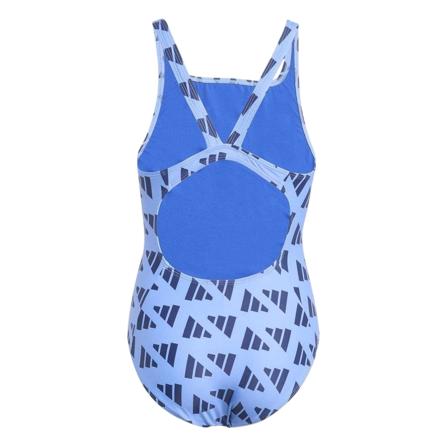 Blue - Back - Adidas Girls Graphic Print Logo One Piece Swimsuit