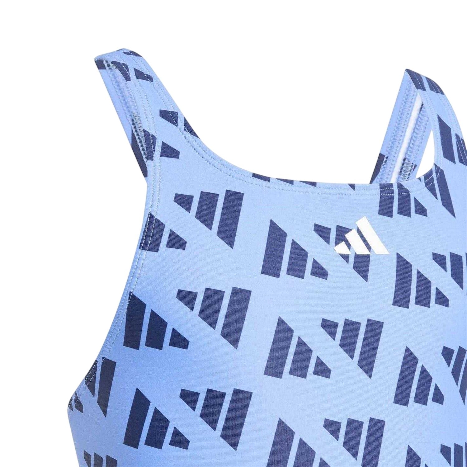 Blue - Side - Adidas Girls Graphic Print Logo One Piece Swimsuit