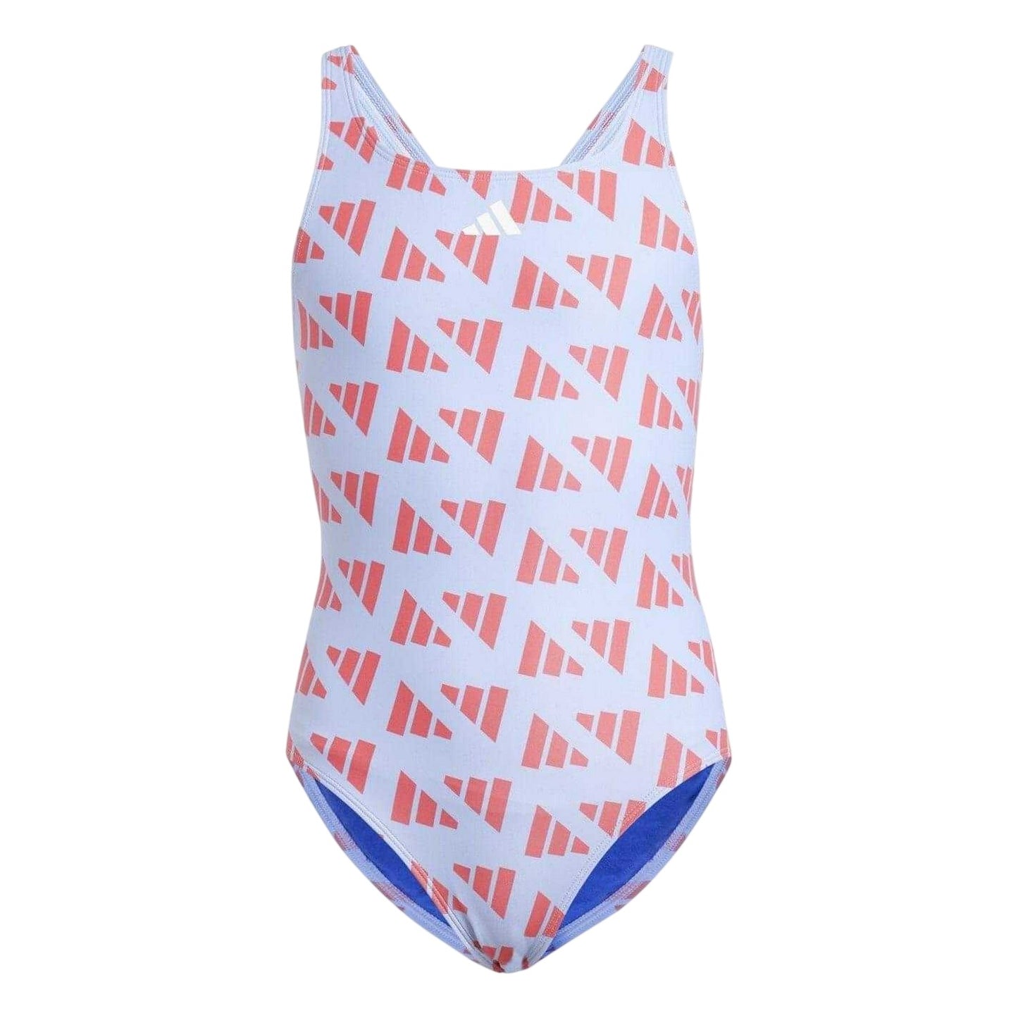 Violet-Red - Front - Adidas Girls Graphic Print Logo One Piece Swimsuit