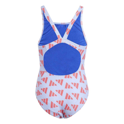 Violet-Red - Back - Adidas Girls Graphic Print Logo One Piece Swimsuit