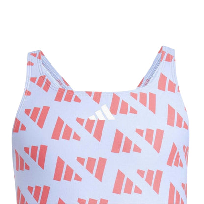 Violet-Red - Side - Adidas Girls Graphic Print Logo One Piece Swimsuit