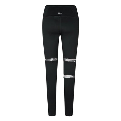 Black Night - Back - Reebok Womens-Ladies Mesh Insert Leggings