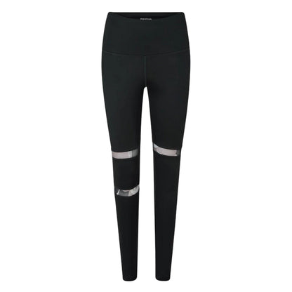 Black Night - Front - Reebok Womens-Ladies Mesh Insert Leggings