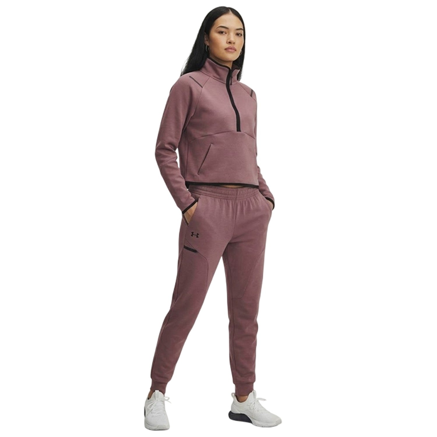 Maroon - Lifestyle - Under Armour Womens-Ladies Unstoppable Fleece Quarter Zip Sweatshirt