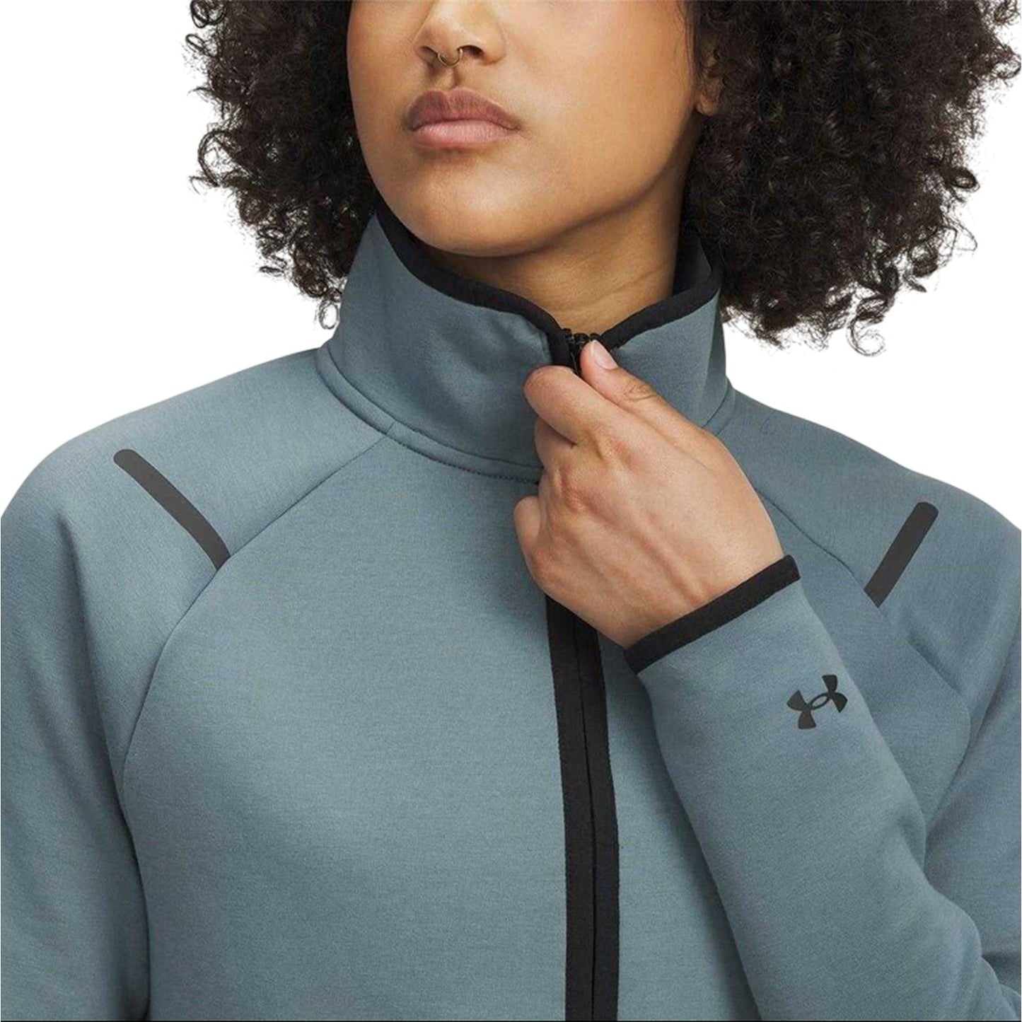 Grey - Side - Under Armour Womens-Ladies Unstoppable Fleece Quarter Zip Sweatshirt