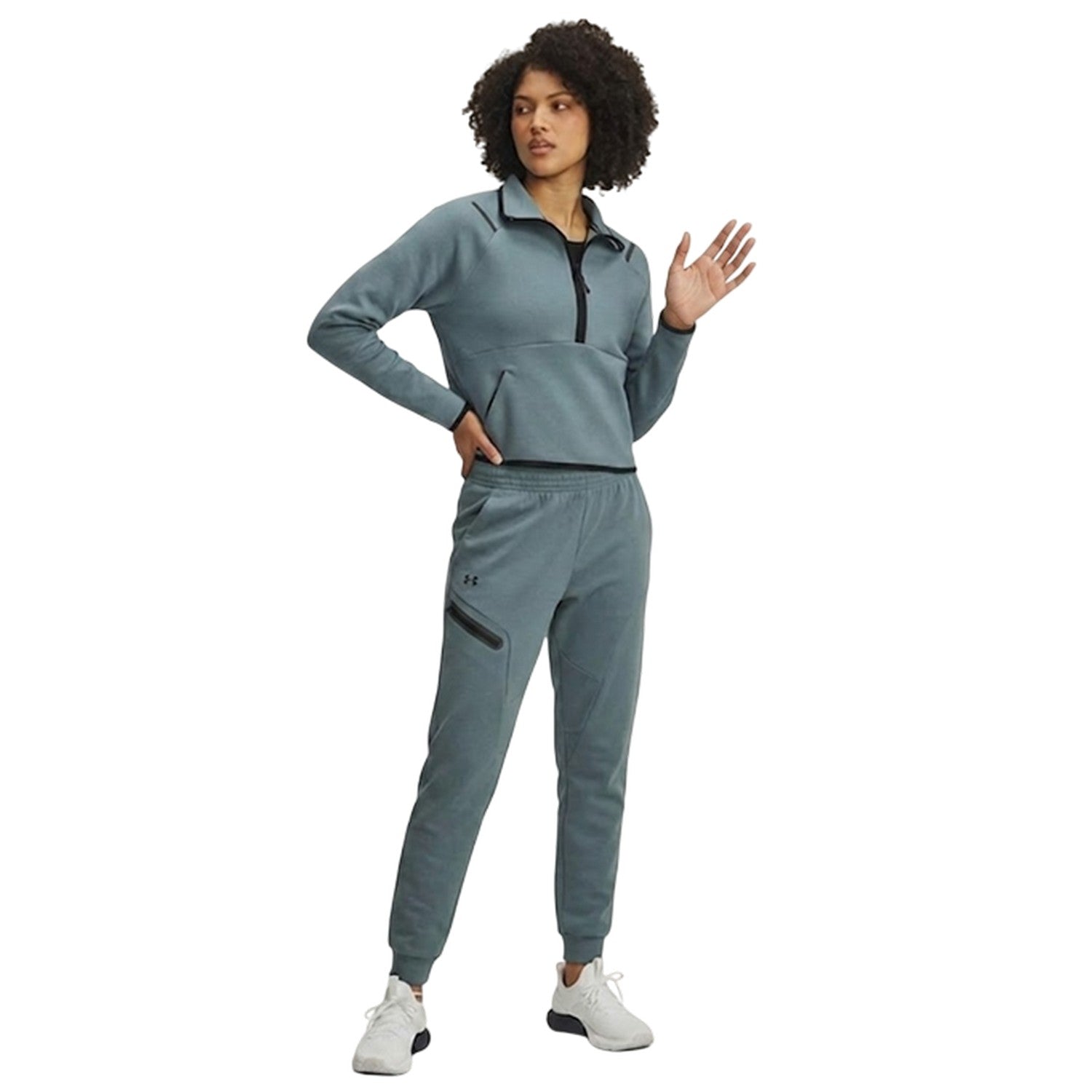 Grey - Lifestyle - Under Armour Womens-Ladies Unstoppable Fleece Quarter Zip Sweatshirt