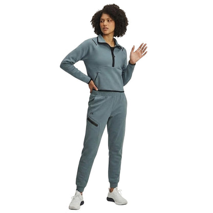 Grey - Lifestyle - Under Armour Womens-Ladies Unstoppable Fleece Quarter Zip Sweatshirt
