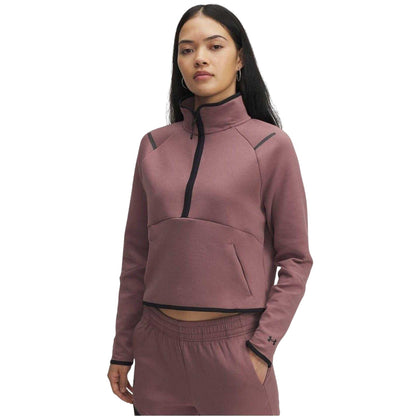 Maroon - Front - Under Armour Womens-Ladies Unstoppable Fleece Quarter Zip Sweatshirt