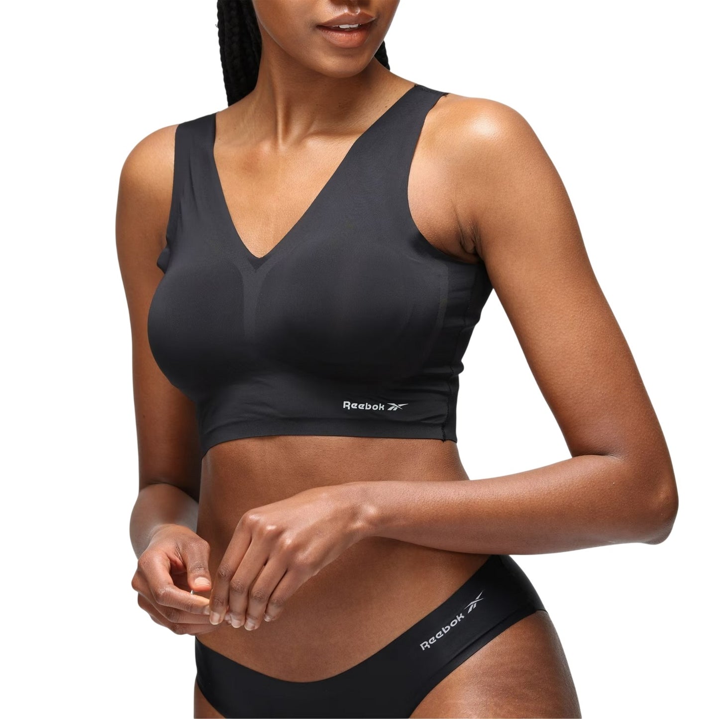 Black - Lifestyle - Reebok Womens-Ladies Amina Logo Jersey Bra