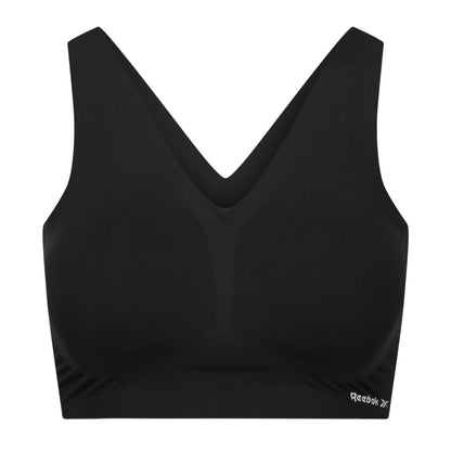 Black - Front - Reebok Womens-Ladies Amina Logo Jersey Bra