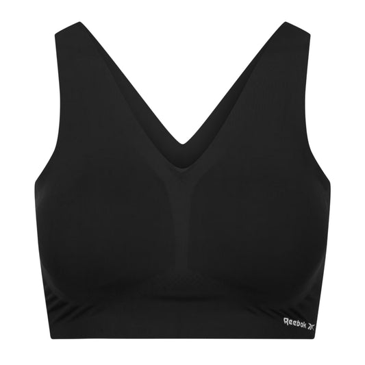 Black - Front - Reebok Womens-Ladies Amina Logo Jersey Bra