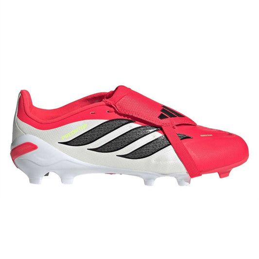 Red-White - Front - Adidas Childrens-Kids Predator Firm Ground Football Boots
