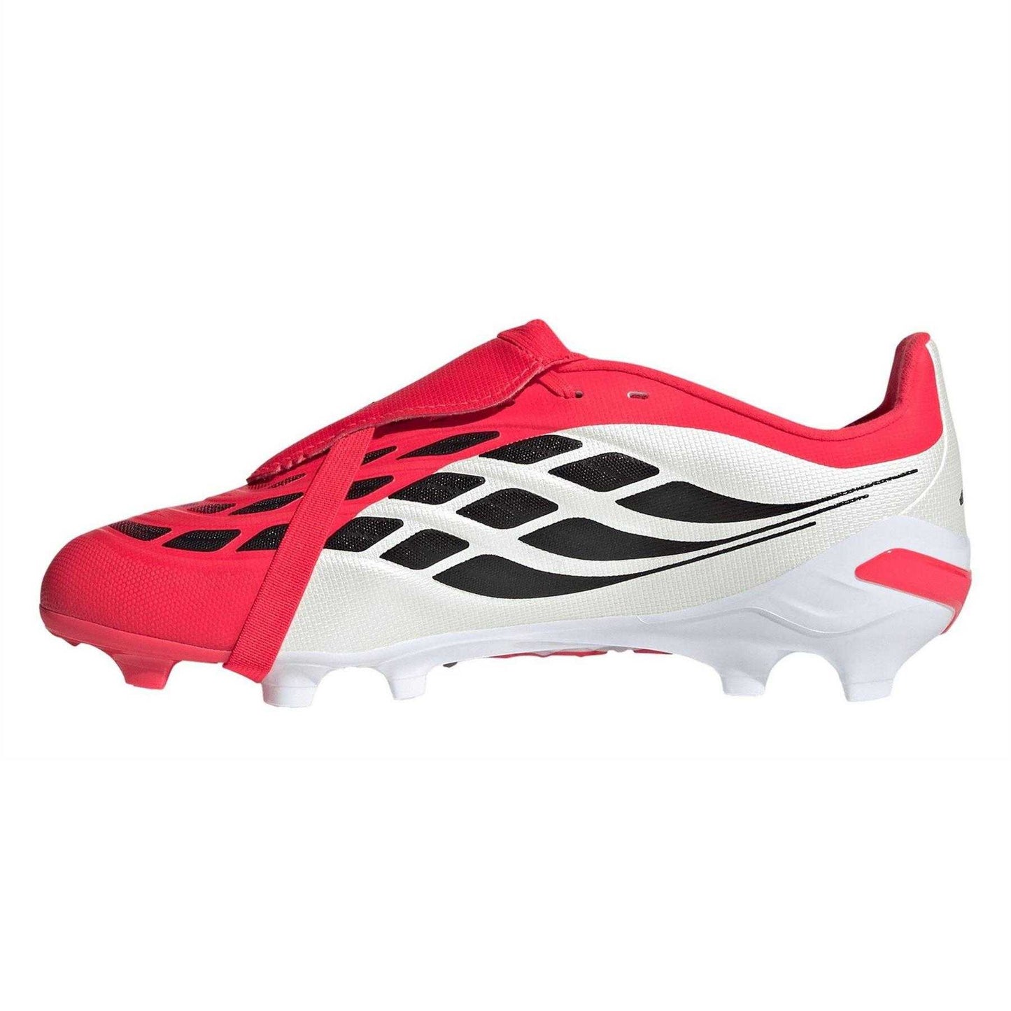 Red-White - Side - Adidas Childrens-Kids Predator Firm Ground Football Boots