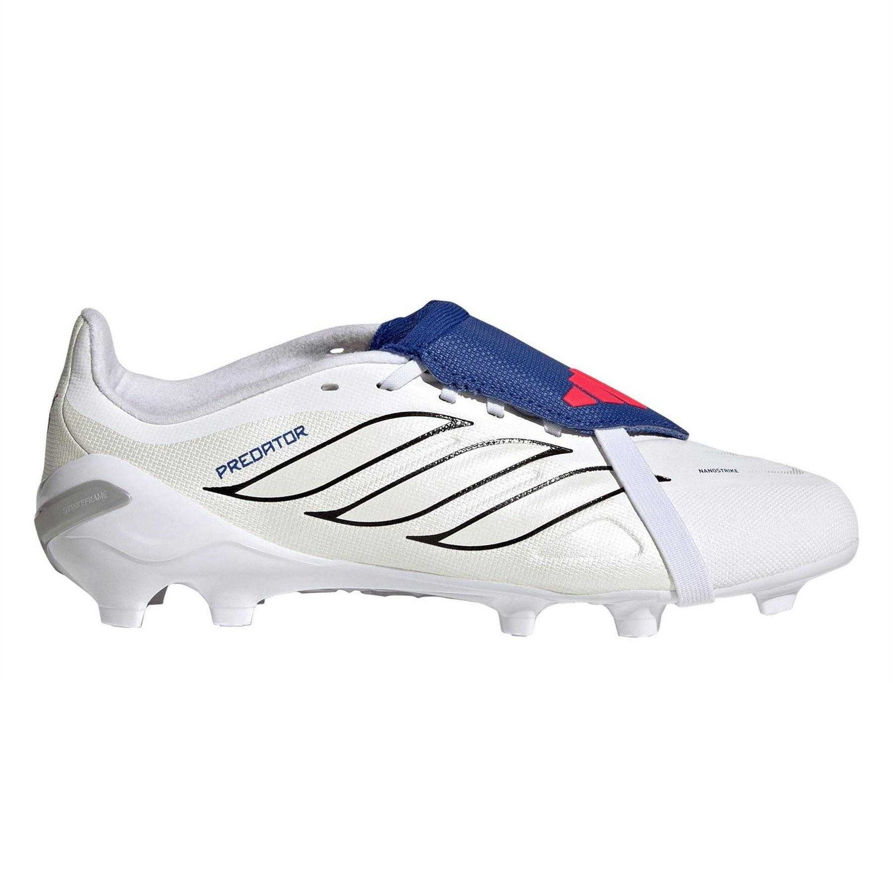 White-Blue - Front - Adidas Childrens-Kids Predator Firm Ground Football Boots