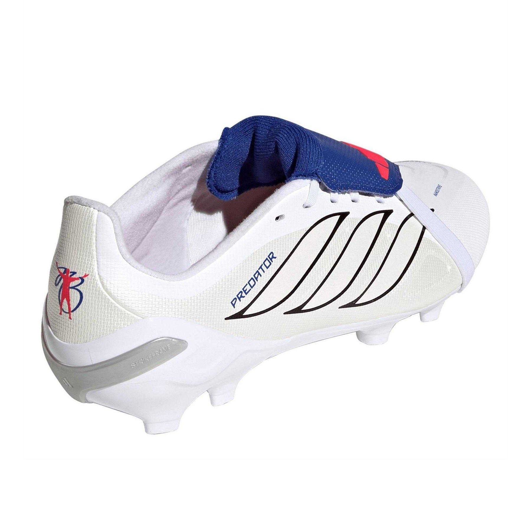 White-Blue - Back - Adidas Childrens-Kids Predator Firm Ground Football Boots