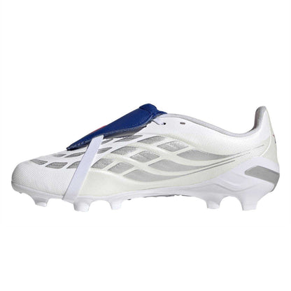 White-Blue - Side - Adidas Childrens-Kids Predator Firm Ground Football Boots