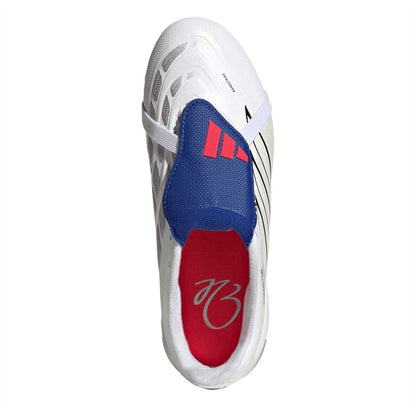 White-Blue - Lifestyle - Adidas Childrens-Kids Predator Firm Ground Football Boots