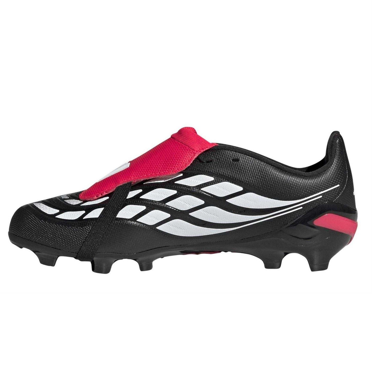 Black-Red - Side - Adidas Childrens-Kids Predator Firm Ground Football Boots