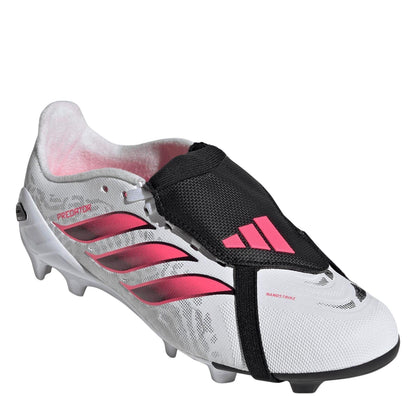 White-Coral - Side - Adidas Childrens-Kids Predator Firm Ground Football Boots
