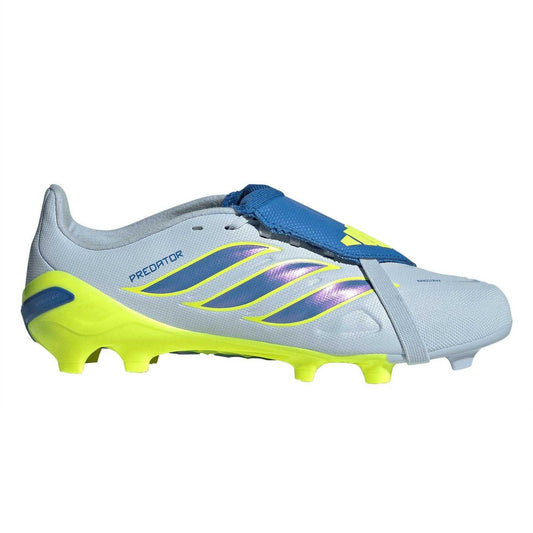 Blue-Yellow - Front - Adidas Childrens-Kids Predator Firm Ground Football Boots