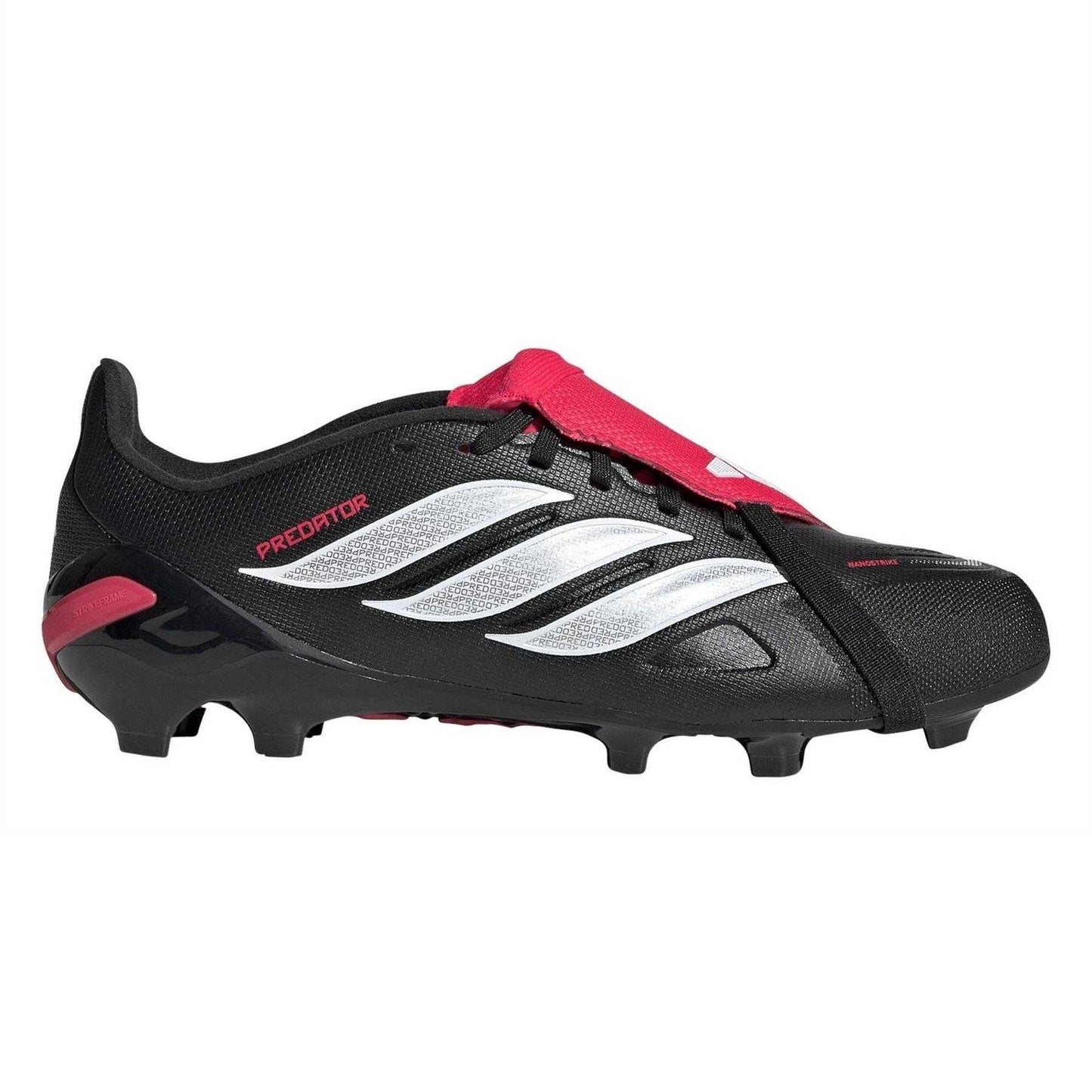 Black-Red - Front - Adidas Childrens-Kids Predator Firm Ground Football Boots