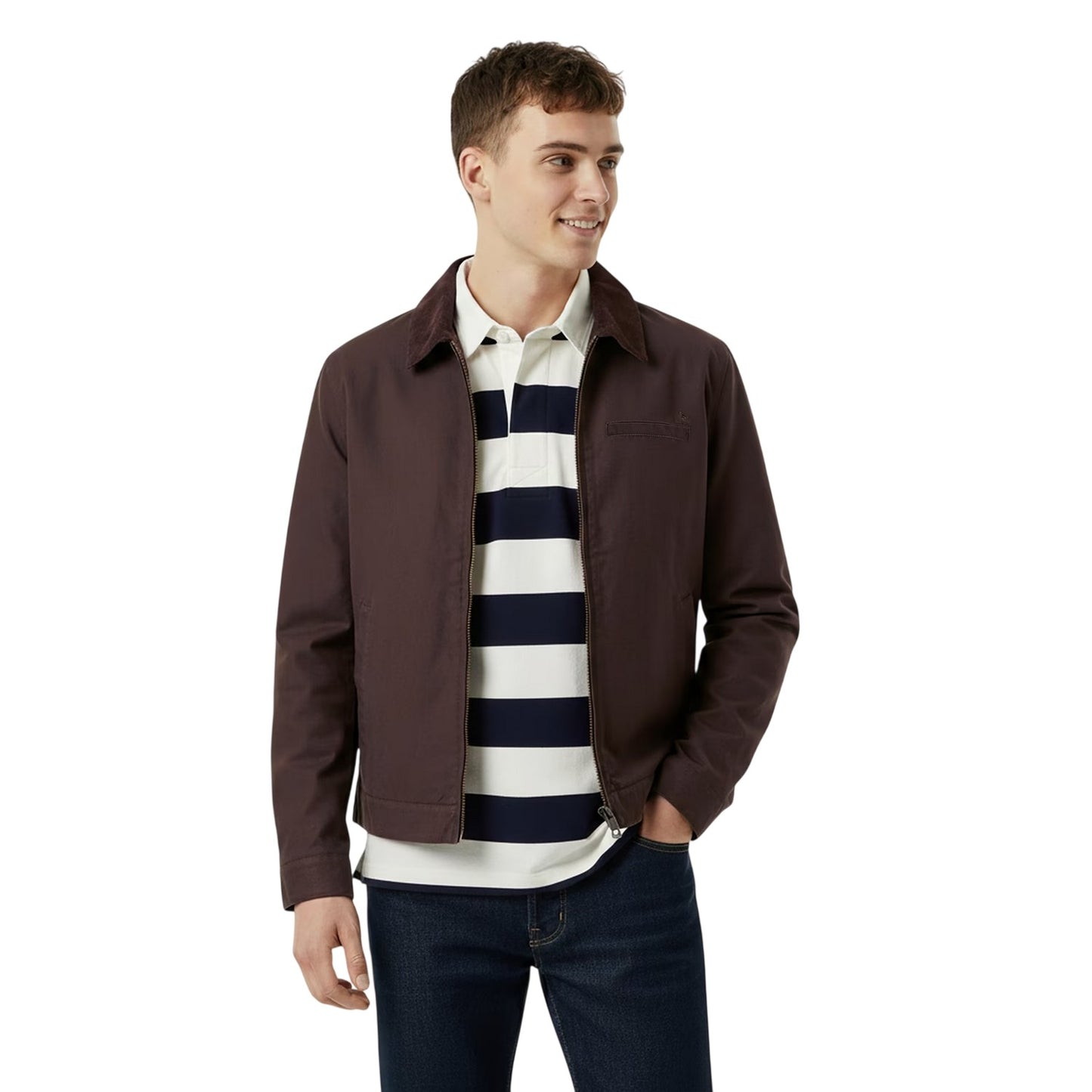 Black Coffee - Side - Jack Wills Mens Plain Collared Varsity Jacket