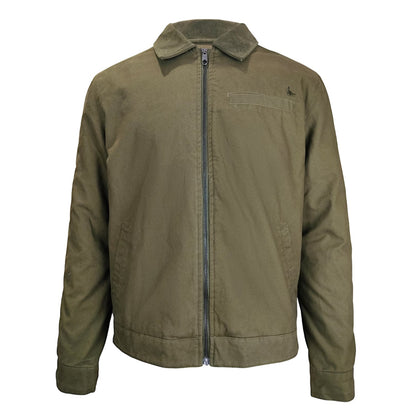 Olive - Front - Jack Wills Mens Plain Collared Varsity Jacket