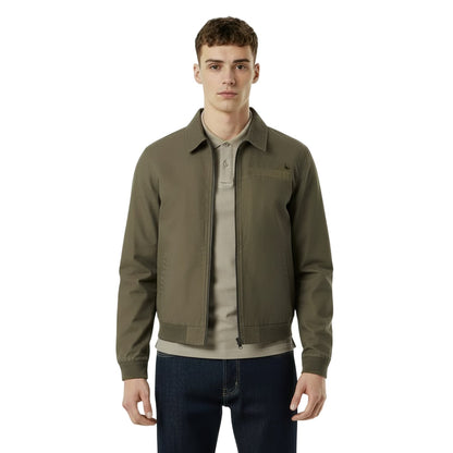 Olive - Side - Jack Wills Mens Plain Collared Varsity Jacket