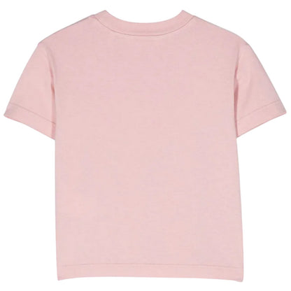 Rose Pink-Black - Back - Palm Angels Childrens-Kids Side Logo Cotton T-Shirt